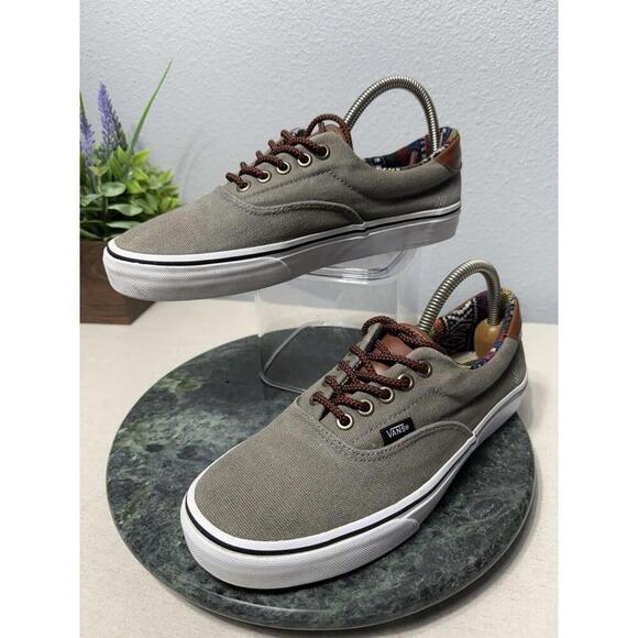 Vans Sneakers Aztec Print Men’s Size 8.5 Laceup Charcoal Canvas Shoes - Picture 2 of 9
